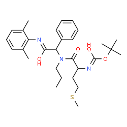 ChemSpider 2D Image | 2-Methyl-2-propanyl {1-[{2-[(2,6-dimethylphenyl)amino]-2-oxo-1-phenylethyl}(propyl)amino]-4-(methylsulfanyl)-1-oxo-2-butanyl}carbamate | C29H41N3O4S