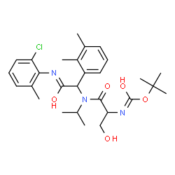 ChemSpider 2D Image | 2-Methyl-2-propanyl {1-[{2-[(2-chloro-6-methylphenyl)amino]-1-(2,3-dimethylphenyl)-2-oxoethyl}(isopropyl)amino]-3-hydroxy-1-oxo-2-propanyl}carbamate | C28H38ClN3O5