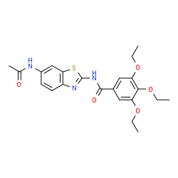 ChemSpider 2D Image | N-(6-Acetamido-1,3-benzothiazol-2-yl)-3,4,5-triethoxybenzamide | C22H25N3O5S