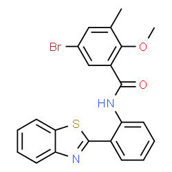 ChemSpider 2D Image | N-[2-(1,3-Benzothiazol-2-yl)phenyl]-5-bromo-2-methoxy-3-methylbenzamide | C22H17BrN2O2S