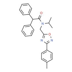 ChemSpider 2D Image | N-Isopropyl-N-{[3-(4-methylphenyl)-1,2,4-oxadiazol-5-yl]methyl}-2,2-diphenylacetamide | C27H27N3O2