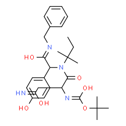 ChemSpider 2D Image | 2-Methyl-2-propanyl (4-amino-1-{[2-(benzylamino)-1-(4-hydroxyphenyl)-2-oxoethyl](2-methyl-2-butanyl)amino}-1,4-dioxo-2-butanyl)carbamate | C29H40N4O6
