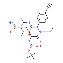 ChemSpider 2D Image | 2-Methyl-2-propanyl (4-amino-1-{[1-(4-ethynylphenyl)-2-oxo-2-(2-pentanylamino)ethyl](2-methyl-2-butanyl)amino}-1,4-dioxo-2-butanyl)carbamate | C29H44N4O5