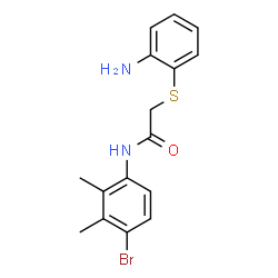 ChemSpider 2D Image | 2-[(2-Aminophenyl)sulfanyl]-N-(4-bromo-2,3-dimethylphenyl)acetamide | C16H17BrN2OS