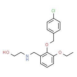 ChemSpider 2D Image | 2-({2-[(4-Chlorobenzyl)oxy]-3-ethoxybenzyl}amino)ethanol | C18H22ClNO3