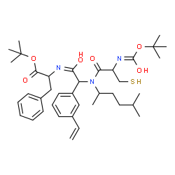 ChemSpider 2D Image | 2-Methyl-2-propanyl N-{[(5-methyl-2-hexanyl)(N-{[(2-methyl-2-propanyl)oxy]carbonyl}cysteinyl)amino](3-vinylphenyl)acetyl}phenylalaninate | C38H55N3O6S