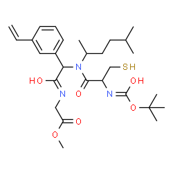 ChemSpider 2D Image | Methyl N-{[(5-methyl-2-hexanyl)(N-{[(2-methyl-2-propanyl)oxy]carbonyl}cysteinyl)amino](3-vinylphenyl)acetyl}glycinate | C28H43N3O6S