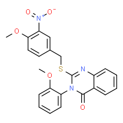 ChemSpider 2D Image | 2-[(4-Methoxy-3-nitrobenzyl)sulfanyl]-3-(2-methoxyphenyl)-4(3H)-quinazolinone | C23H19N3O5S