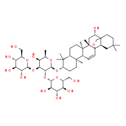 ChemSpider 2D Image | (3beta,13xi,16beta,17xi)-16-Hydroxy-13,28-epoxyolean-11-en-3-yl beta-D-glucopyranosyl-(1->2)-[beta-D-glucopyranosyl-(1->3)]-6-deoxy-beta-D-galactopyranoside | C48H78O17
