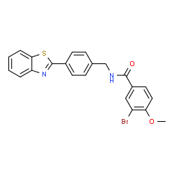 ChemSpider 2D Image | N-[4-(1,3-Benzothiazol-2-yl)benzyl]-3-bromo-4-methoxybenzamide | C22H17BrN2O2S
