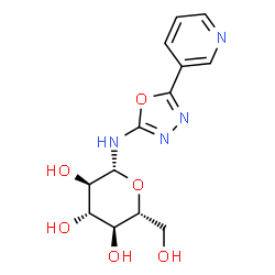 ChemSpider 2D Image | N-[5-(3-Pyridinyl)-1,3,4-oxadiazol-2-yl]-beta-D-glucopyranosylamine | C13H16N4O6