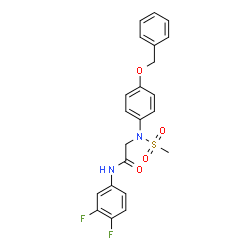 ChemSpider 2D Image | N~2~-[4-(Benzyloxy)phenyl]-N-(3,4-difluorophenyl)-N~2~-(methylsulfonyl)glycinamide | C22H20F2N2O4S