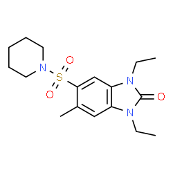 ChemSpider 2D Image | 1,3-Diethyl-5-methyl-6-(1-piperidinylsulfonyl)-1,3-dihydro-2H-benzimidazol-2-one | C17H25N3O3S
