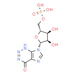 ChemSpider 2D Image | 7-(5-O-Phosphono-beta-D-ribofuranosyl)-1,7-dihydro-4H-imidazo[4,5-d][1,2,3]triazin-4-one | C9H12N5O8P