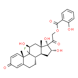 ChemSpider 2D Image | (9xi,11beta,16alpha)-9-Fluoro-11,16,17-trihydroxy-3,20-dioxopregna-1,4-dien-21-yl salicylate | C28H31FO8