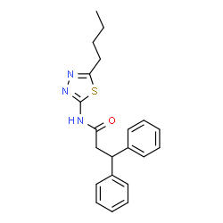 ChemSpider 2D Image | N-(5-Butyl-1,3,4-thiadiazol-2-yl)-3,3-diphenylpropanamide | C21H23N3OS