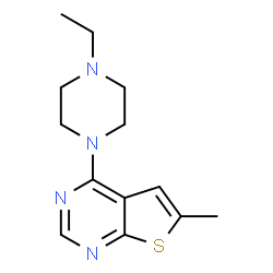 ChemSpider 2D Image | 4-(4-Ethyl-1-piperazinyl)-6-methylthieno[2,3-d]pyrimidine | C13H18N4S