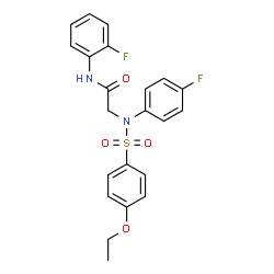 ChemSpider 2D Image | N~2~-[(4-Ethoxyphenyl)sulfonyl]-N-(2-fluorophenyl)-N~2~-(4-fluorophenyl)glycinamide | C22H20F2N2O4S
