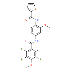 ChemSpider 2D Image | N-{2-Methoxy-4-[(2,3,5,6-tetrafluoro-4-methoxybenzoyl)amino]phenyl}-2-thiophenecarboxamide | C20H14F4N2O4S