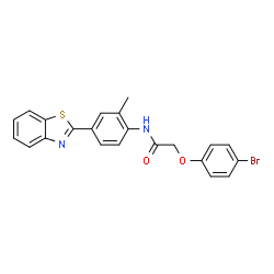 ChemSpider 2D Image | N-[4-(1,3-Benzothiazol-2-yl)-2-methylphenyl]-2-(4-bromophenoxy)acetamide | C22H17BrN2O2S
