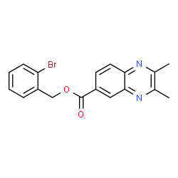 ChemSpider 2D Image | 2-Bromobenzyl 2,3-dimethyl-6-quinoxalinecarboxylate | C18H15BrN2O2