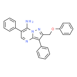ChemSpider 2D Image | 2-(Phenoxymethyl)-3,6-diphenylpyrazolo[1,5-a]pyrimidin-7-amine | C25H20N4O
