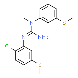 ChemSpider 2D Image | 2-[2-Chloro-5-(methylsulfanyl)phenyl]-1-methyl-1-[3-(methylsulfanyl)phenyl]guanidine | C16H18ClN3S2