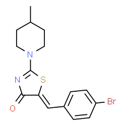 ChemSpider 2D Image | (5Z)-5-(4-Bromobenzylidene)-2-(4-methyl-1-piperidinyl)-1,3-thiazol-4(5H)-one | C16H17BrN2OS