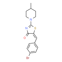 ChemSpider 2D Image | (5E)-5-(4-Bromobenzylidene)-2-(4-methyl-1-piperidinyl)-1,3-thiazol-4(5H)-one | C16H17BrN2OS