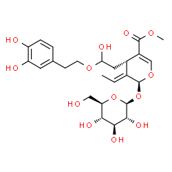 ChemSpider 2D Image | [2S-(2a,3E,4b)]-3-Ethylidene-2-(b-D-glucopyranosyloxy)-3,4-dihydro-5-(methoxycarbonyl)-2H-pyran-4-acetic Acid 2-(3,4-dihydroxyphenyl)ethyl Ester | C25H34O13
