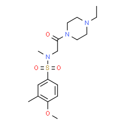 ChemSpider 2D Image | N-[2-(4-Ethyl-1-piperazinyl)-2-oxoethyl]-4-methoxy-N,3-dimethylbenzenesulfonamide | C17H27N3O4S
