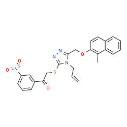 ChemSpider 2D Image | 2-[(4-Allyl-5-{[(1-methyl-2-naphthyl)oxy]methyl}-4H-1,2,4-triazol-3-yl)sulfanyl]-1-(3-nitrophenyl)ethanone | C25H22N4O4S