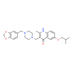 ChemSpider 2D Image | 3-{[4-(1,3-Benzodioxol-5-ylmethyl)piperazin-1-yl]methyl}-6-isobutoxy-2-methylquinolin-4-ol | C27H33N3O4