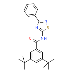 ChemSpider 2D Image | 3,5-Bis(2-methyl-2-propanyl)-N-(3-phenyl-1,2,4-thiadiazol-5-yl)benzamide | C23H27N3OS