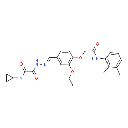 ChemSpider 2D Image | N-Cyclopropyl-2-[(2E)-2-(4-{2-[(2,3-dimethylphenyl)amino]-2-oxoethoxy}-3-ethoxybenzylidene)hydrazino]-2-oxoacetamide | C24H28N4O5