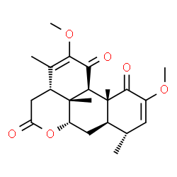 ChemSpider 2D Image | (4beta,5beta,7alpha,8alpha,9beta,10alpha,14alpha)-2,12-Dimethoxypicrasa-2,12-diene-1,11,16-trione | C22H28O6