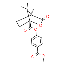 ChemSpider 2D Image | 4-(Methoxycarbonyl)phenyl (1R,4S)-4,7,7-trimethyl-3-oxo-2-oxabicyclo[2.2.1]heptane-1-carboxylate | C18H20O6