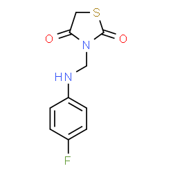 ChemSpider 2D Image | 3-{[(4-Fluorophenyl)amino]methyl}-1,3-thiazolidine-2,4-dione | C10H9FN2O2S