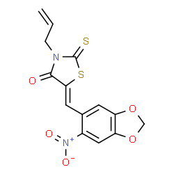 ChemSpider 2D Image | 3-Allyl-5-(6-nitro-benzo[1,3]dioxol-5-ylmethylene)-2-thioxo-thiazolidin-4-one | C14H10N2O5S2