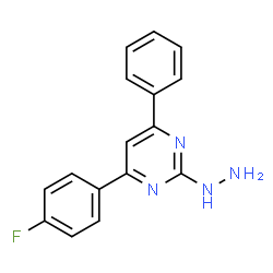 ChemSpider 2D Image | 4-(4-Fluorophenyl)-2-hydrazino-6-phenylpyrimidine | C16H13FN4