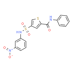 ChemSpider 2D Image | 4-[(3-Nitrophenyl)sulfamoyl]-N-phenyl-2-thiophenecarboxamide | C17H13N3O5S2