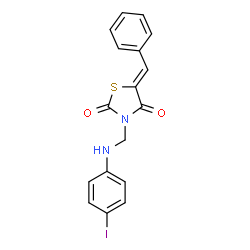 ChemSpider 2D Image | (5Z)-5-Benzylidene-3-{[(4-iodophenyl)amino]methyl}-1,3-thiazolidine-2,4-dione | C17H13IN2O2S