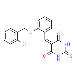 ChemSpider 2D Image | 5-{2-[(2-Chlorobenzyl)oxy]benzylidene}-2,4,6(1H,3H,5H)-pyrimidinetrione | C18H13ClN2O4
