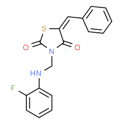 ChemSpider 2D Image | (5E)-5-Benzylidene-3-{[(2-fluorophenyl)amino]methyl}-1,3-thiazolidine-2,4-dione | C17H13FN2O2S