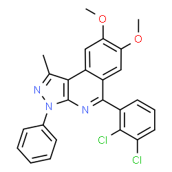 ChemSpider 2D Image | 5-(2,3-Dichlorophenyl)-7,8-dimethoxy-1-methyl-3-phenyl-3H-pyrazolo[3,4-c]isoquinoline | C25H19Cl2N3O2