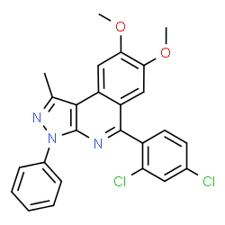 ChemSpider 2D Image | 5-(2,4-Dichlorophenyl)-7,8-dimethoxy-1-methyl-3-phenyl-3H-pyrazolo[3,4-c]isoquinoline | C25H19Cl2N3O2