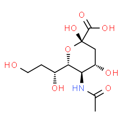 ChemSpider 2D Image | (6R)-5-Acetamido-3,5-dideoxy-6-[(1R)-1,3-dihydroxypropyl]-alpha-L-threo-hex-2-ulopyranosonic acid | C11H19NO8