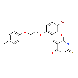 ChemSpider 2D Image | 5-{5-Bromo-2-[2-(4-methylphenoxy)ethoxy]benzylidene}-2-thioxodihydro-4,6(1H,5H)-pyrimidinedione | C20H17BrN2O4S