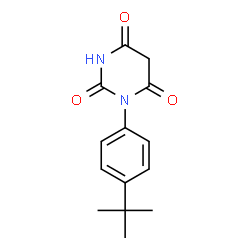 ChemSpider 2D Image | 1-[4-(2-Methyl-2-propanyl)phenyl]-2,4,6(1H,3H,5H)-pyrimidinetrione | C14H16N2O3