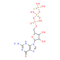 ChemSpider 2D Image | 2-Amino-9-[5-O-(hydroxy{[hydroxy(thiophosphonooxy)phosphoryl]oxy}phosphoryl)pentofuranosyl]-3,9-dihydro-6H-purin-6-one | C10H16N5O13P3S